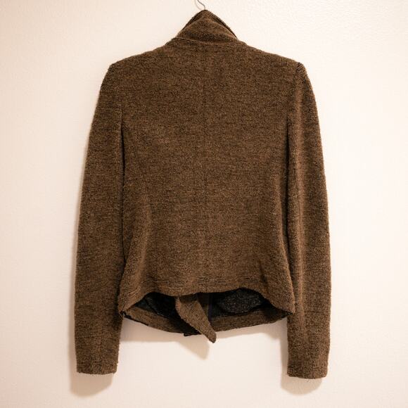 IRO Bessie Jacket Brown Moto Boucle Asymmetric High Funnel Neck SZ 10 US - Picture 4 of 9